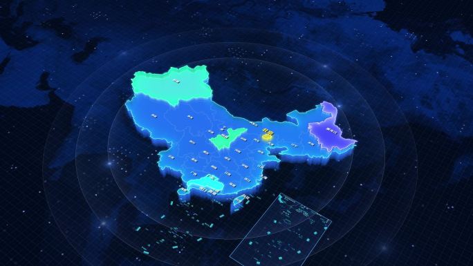 蓝色科技全国地图AE模板 No.0002