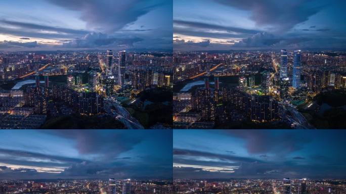 5k延时航拍深圳龙华夜景星河双子塔