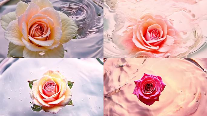 玫瑰落入水中慢镜头 七夕情人节