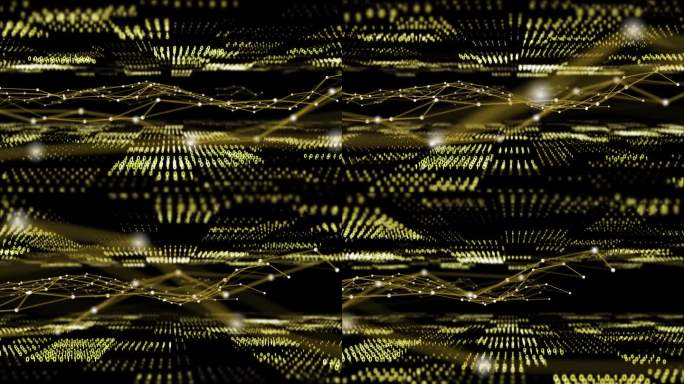 未来的随机数平面与点和连接，3D渲染，金融科技概念