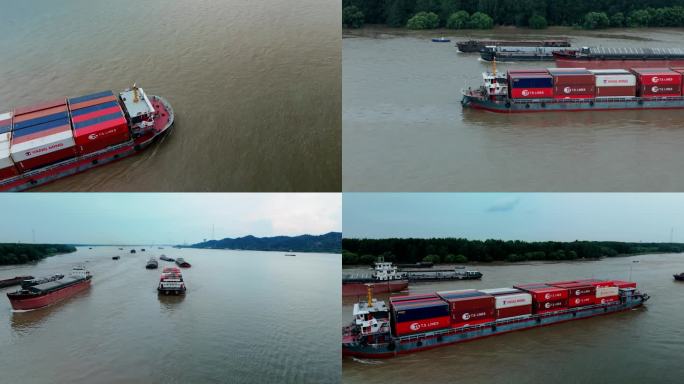 南京长江水路运输，轮船集装箱