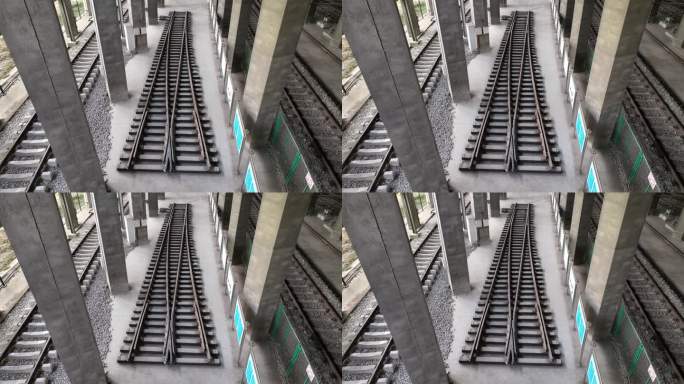 铁轨道岔全景