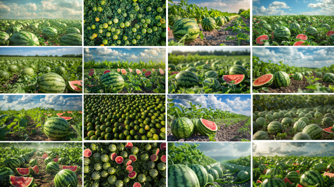 西瓜_西瓜地_西瓜种植_西瓜特写_夏天