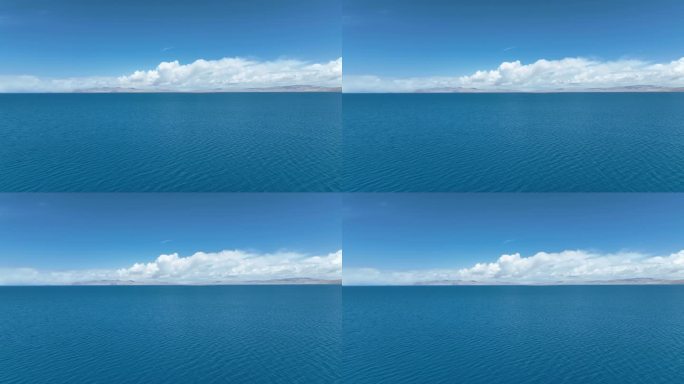 西藏纳木措海天一色高原湖泊晴天风景