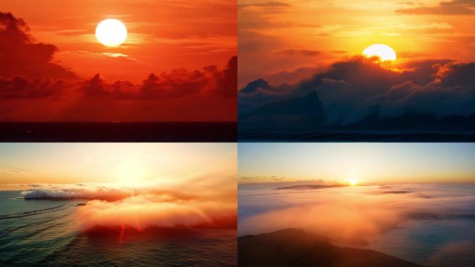 4k日出 太阳升起 日落 太阳落山 夕阳