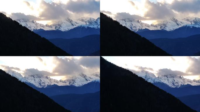 雪山 云雾 日照金山 航拍