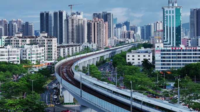 轻轨轨道交通城际铁路高铁动车复兴号和谐号