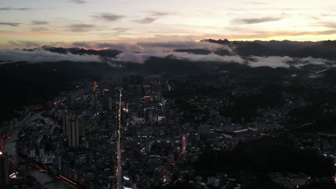 建始县县城夜景延时航拍