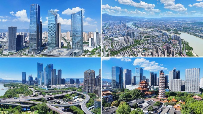 福州城市航拍地标建筑城市经济发展