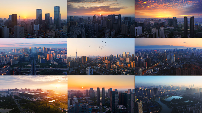 成都日出绝美航拍全景