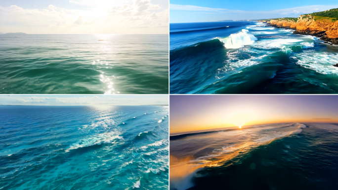 航拍大海海浪穿越机航拍