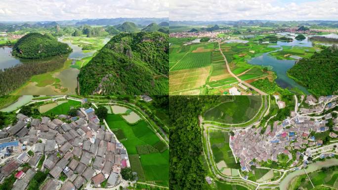 云南文山丘北普者黑+石别村4K航拍视频