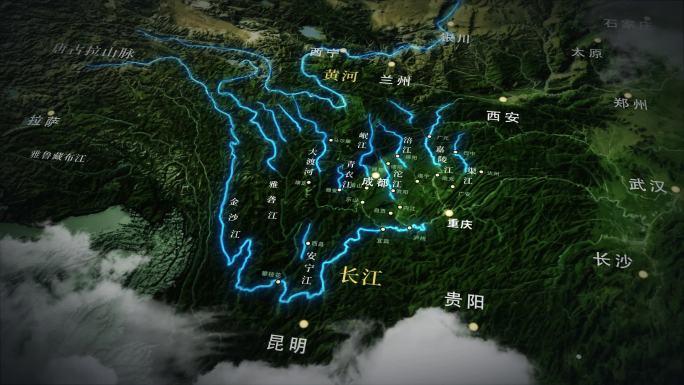 四川省水系分布图AE模版