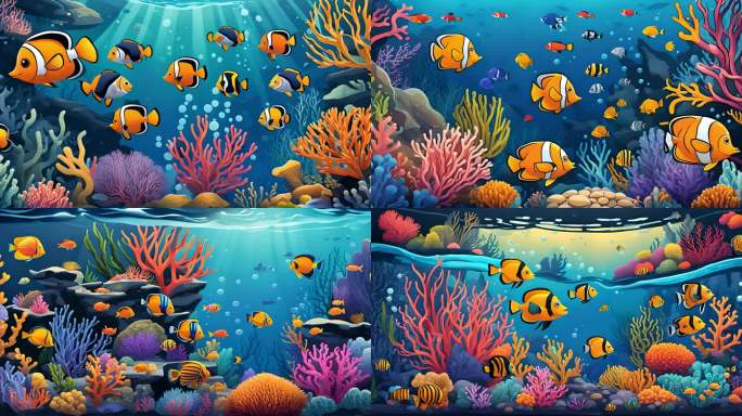 卡通动画海底鱼类