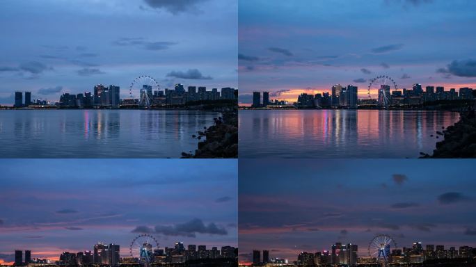 4K深圳前海火烧云欢乐港湾摩天轮CBD