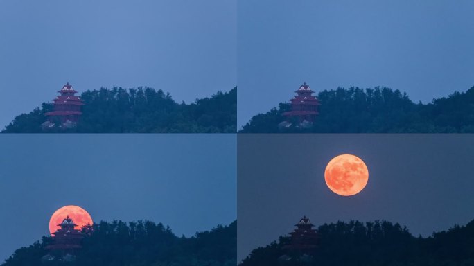 武汉地标东湖楚天台月出延时