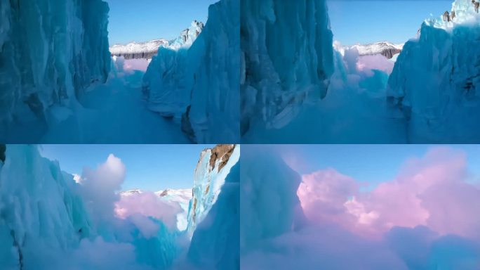 FPV镜头冰川峡谷云景