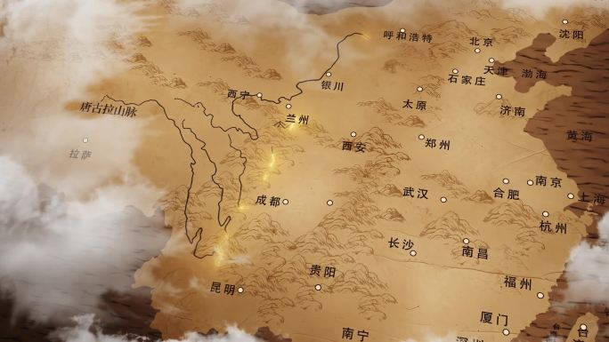 长江黄河地图AE模版