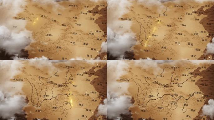 长江黄河地图AE模版