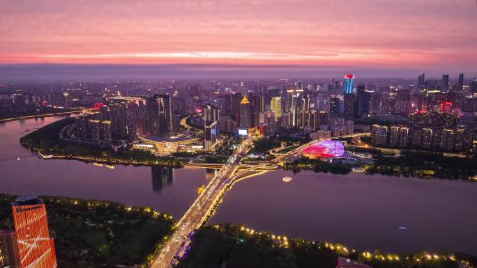 沈阳青年大街浑河桥夜景延时摄影
