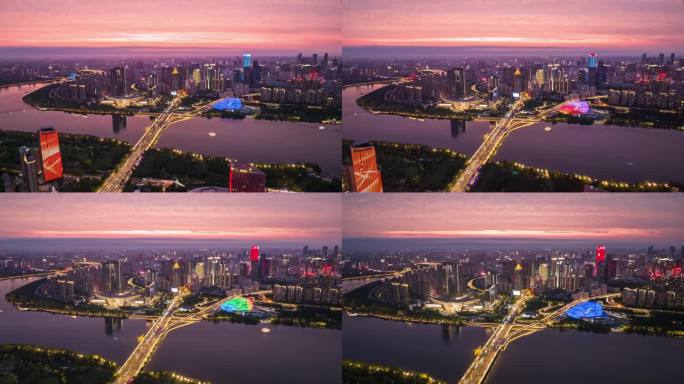 沈阳青年大街浑河桥夜景延时摄影