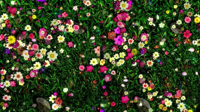 8k竖屏唯美草地花朵投影