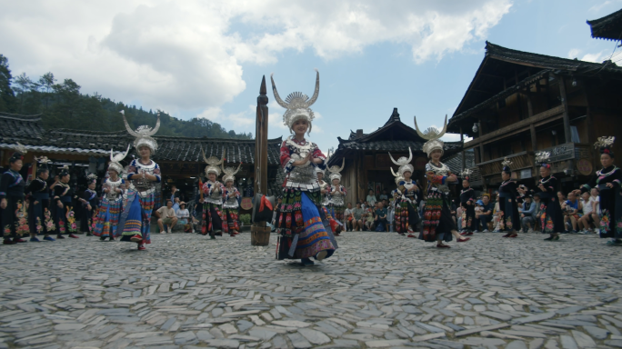 郎德苗寨迎客表演4K