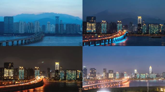 温州江景日转夜延时4k