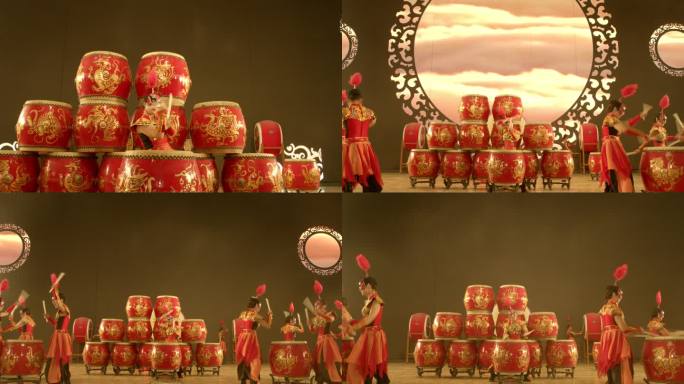 中国鼓打鼓鼓舞表演