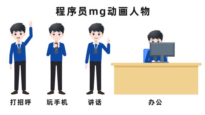 程序员办公上班商务mg动画人物ae模板