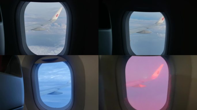 3飞机窗外风景白云舷窗观察