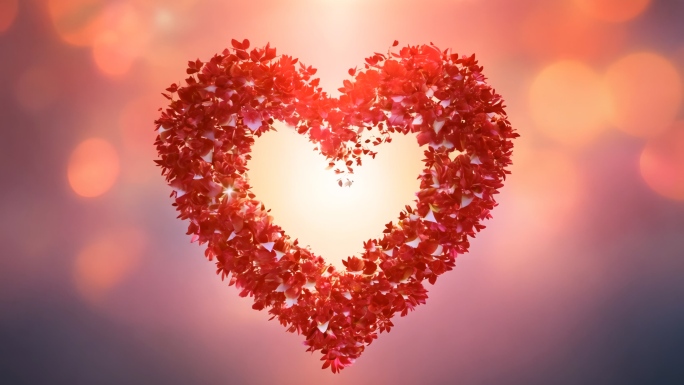 花朵汇聚成爱心红心01