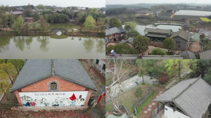 武汉江夏小朱湾美丽乡村旅游农家乐航拍