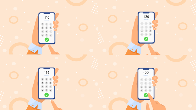 手机拨打电话拨号报警电话4个号码AE模板