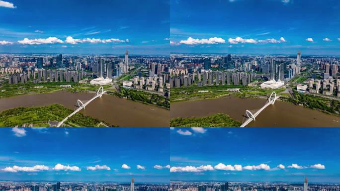 南京航拍延时南京眼双子塔河西CBD城市