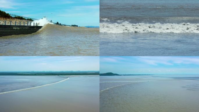 4K航拍钱塘江大潮