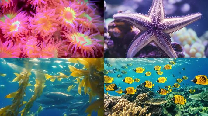 金色大海 海星 珊瑚水母 贝壳 阳光沙滩