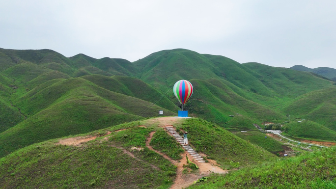 福建宁德柘荣鸳鸯草场景区航拍 大草坪草原
