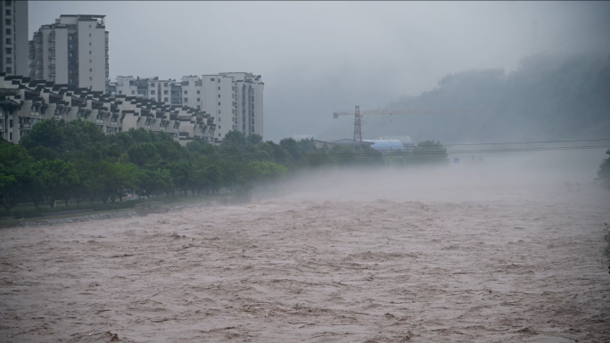 山洪爆发洪水泥石流暴雨水灾实拍素材