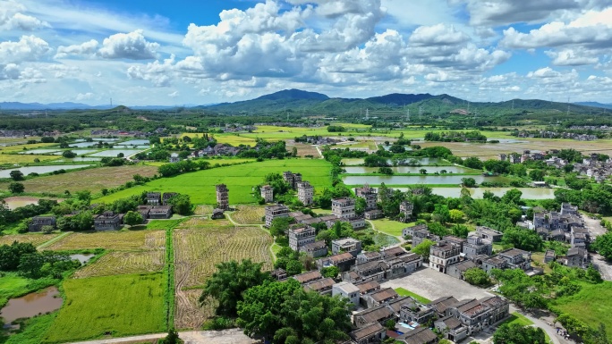 4k航拍广东开平赤坎自力村碉楼