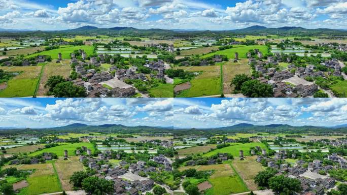 4k航拍广东开平赤坎自力村碉楼