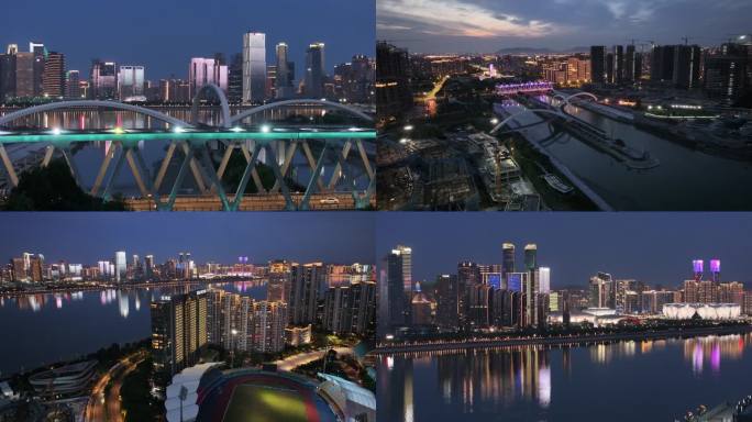 4K杭州CBD江河汇夜景