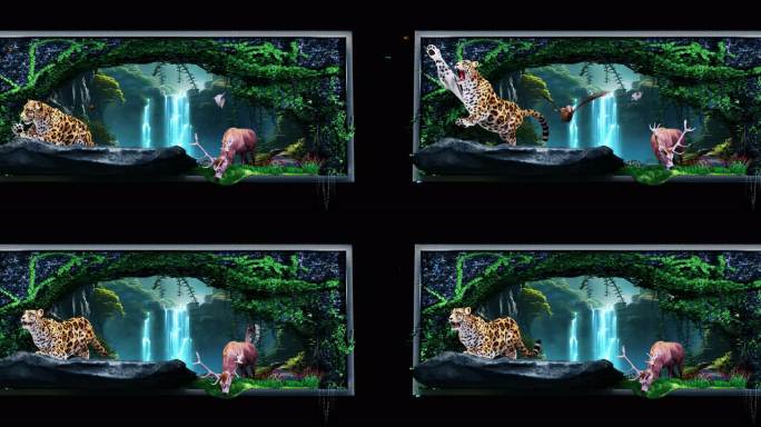 8K 裸眼3D 森林动物冲屏 视频素材