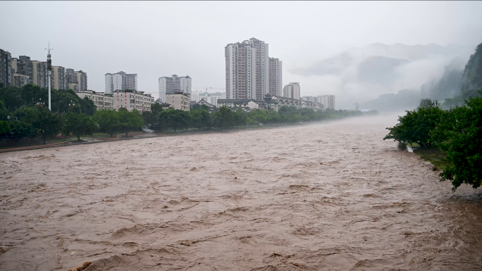 山洪爆发洪水泥石流暴雨水灾实拍素材