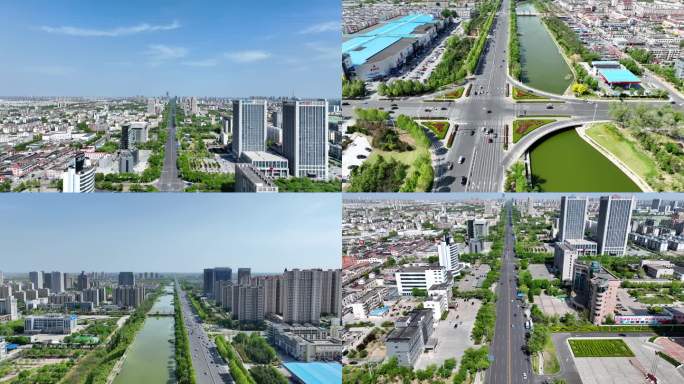 4K  航拍   东营城市  府前街航拍