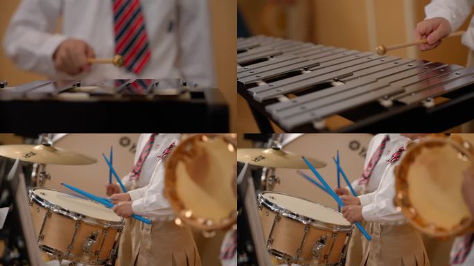 高质量4K学校音乐课乐器鼓