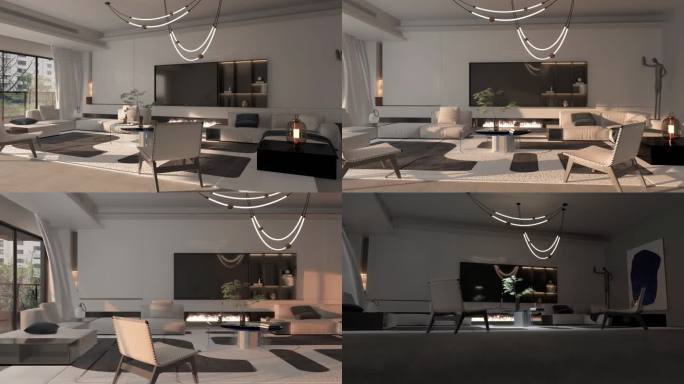 现代化客厅 客厅光影动画