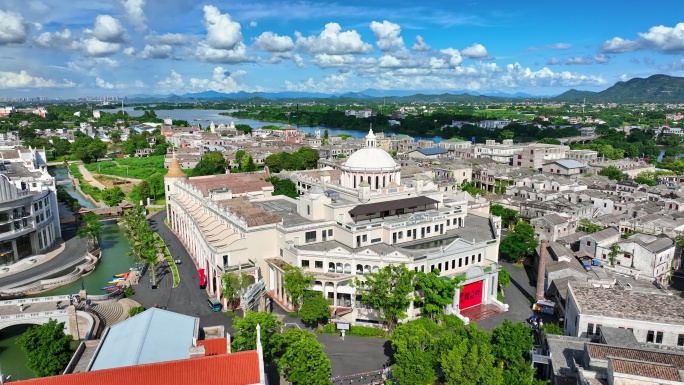 4k航拍广东开平赤坎华侨古镇碉楼