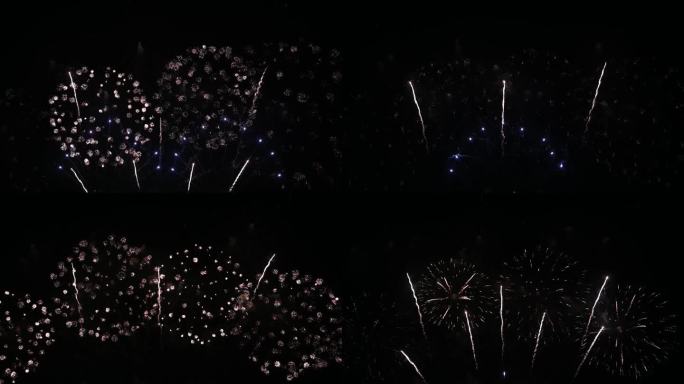 无缝循环真正的烟花表演庆祝活动，多彩的新年烟花