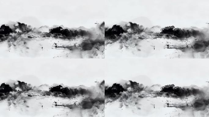 水墨山水写意无缝循环背景D